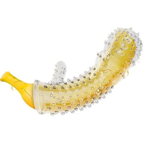 Accessories Extension Reusable Condoms Penis Sleeve Male Enlargement Time Delay Spike Clit Massager Cover Crystal Clear 1pcs