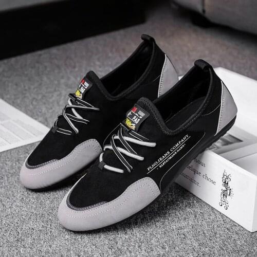 New Fashion 2021 Men‘s Soft Suede leather Mix black red Casual Driving Shoes Flats Sport Walking Sneakers Zapatos Hombre