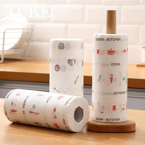 50pcs/roll Cleaning Cloth Non-woven Kitchen Towels Disposable Wash Cloth Reusable Kitchen Rags Lazy Rag Washable Dish Cloth
