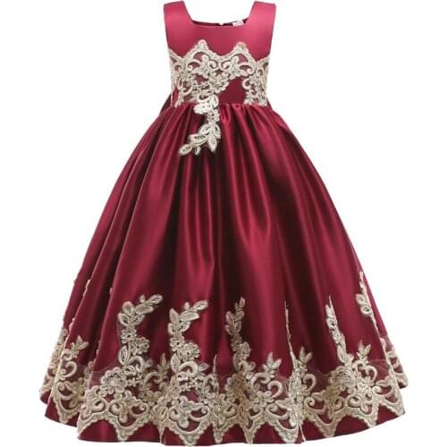 2018 new girl dress wedding party performance dress children embroidered long princess dress 4-14 year old girl clothes