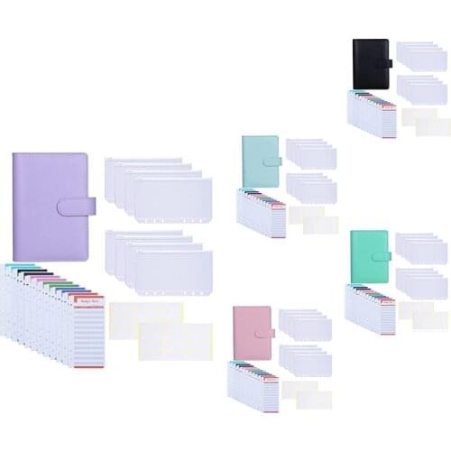 A6 PU Leather Binder Cover with 8PCS A6 Binder Pockets Good for Keep Cash Coupons Passport Tickets Notes Cards