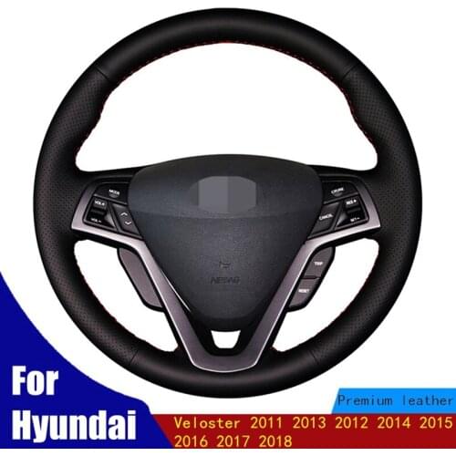 DIY Car Steering Wheel Cover Black PU Artificial Leather Soft For Hyundai Veloster 2011 2013 2012 2014 2015 2016 2017 2018