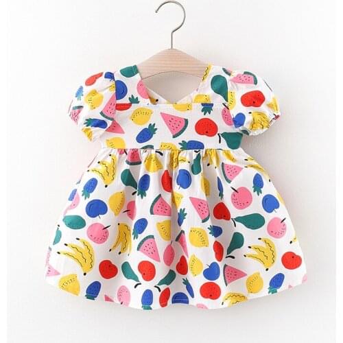 Baby Girl Dresses Summer Dresses Kids Short Sleeve Cute Print O-neck A-line Dress Princess Dresses for Girls Toddler Dresses