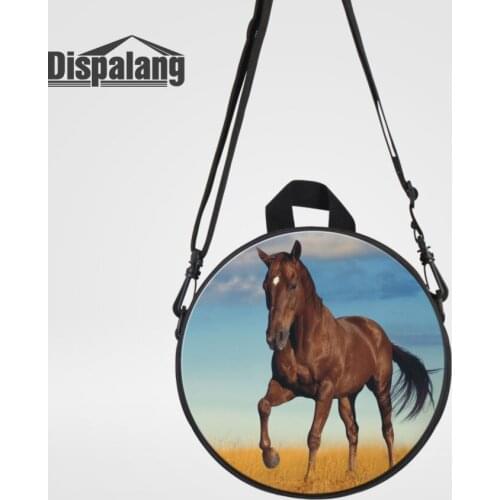Dispalang Animal Horse Prints Kids School Bags Round Backpack For Women Crossbody Bag Children Small Bookbag For Girl Mochila