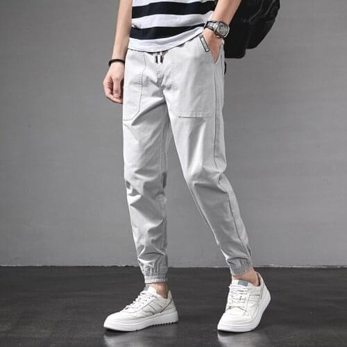 Summer Thin jogging pants men Ankle Length Elastic Waist Pockets Men tracksuit Jogger pants men 2021 Casual Harem pants Men