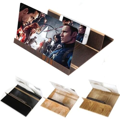 Folding Wood Mobile Phone Screen Magnifier Video Amplifier Phone Magnifier Screen Magnifying Smartphone Holder Stand Telescopic