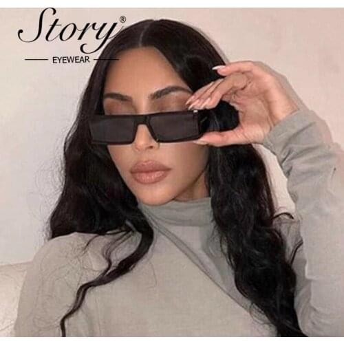 Story Vintage Rectangle Sunglasses Women Men Brand Designer Retro Mirrored Leopard 90s Sun Glasses gafas de sol mujer S1935G