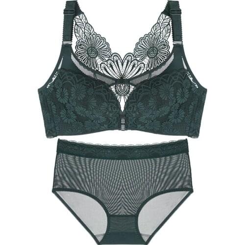 Underwear women Daisy beautiful back button bra set Little Daisy Beauty Back Set Front button plus size bra set 52D 120D