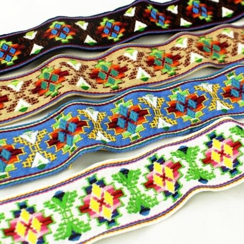 1 meter/lot 4.8cm wide Ethnic Embroidered Lace Trim Ribbon for Garment Accessories DIY Craft Making Flower Sewing Lace Fabric
