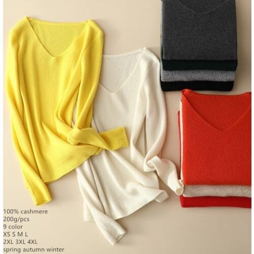 Naizaiga 100% cashmere v-neck YELLOW beige black gray women spring sweater girl pullovers , RPFS401