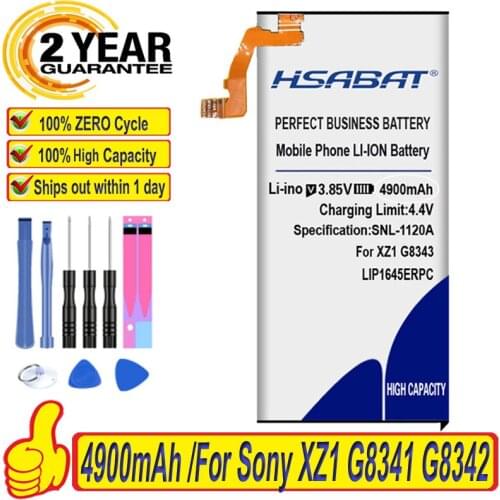 100% Original HSABAT 4900mAh LIP1645ERPC Battery For Sony XZ1 G8341 G8342 G8343 XZ1 Dual