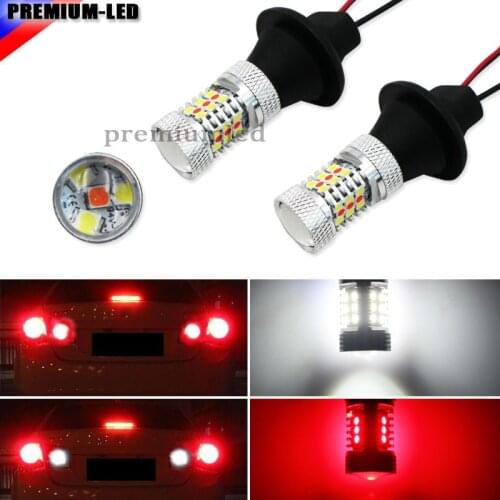 2pcs 31-SMD White/Red Dual-Color 7440 T20 992A LED Replacement Bulbs For Car Backup Reverse Lights & Rear Fog Lamp Conversion