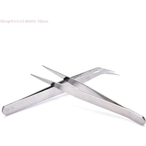 2PCS Stainless Steel Curved Aquarium Tweezers Aquarium Plant Shrimp Reef Tank Aquatic Plants Forceps Clip For Cleaning Tool