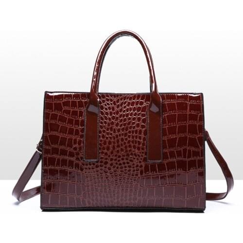 2020 patent leather crocodile pattern female bag European and American fashion bag female tote bag handbag Ladies shoulder bag