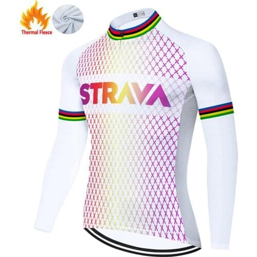 2021 team cycling jersey ​​​STRAVA maglia ciclismo uomo long sleeve bike jersey Winter Thermal Fleece mallots ciclismo hombre