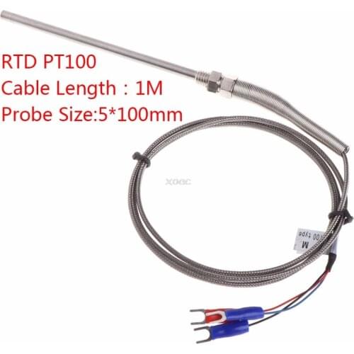 3 Cable RTD PT100 Temperature Sensor Thread M8 Cable 1M Thermocouple Probe 100mm 3 wires A10 dropshipping
