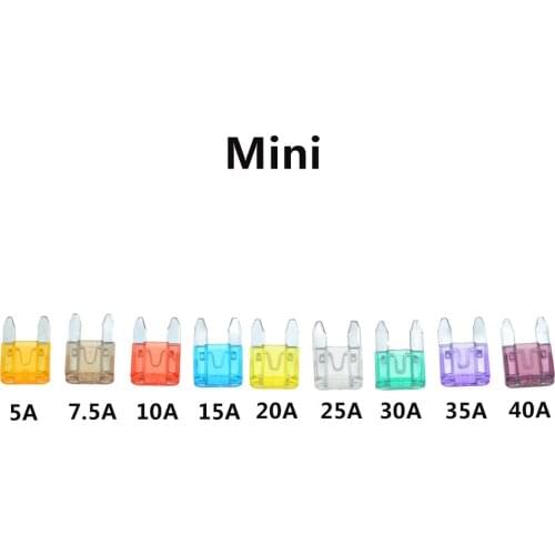 50pcs/lot Small Size MINI Car Auto Blade Fuse 5A 7.5A 10A 15A 20A 25A 30A 35A 40A