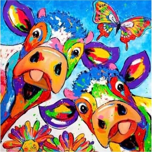 5D DIY Full Round/Square Diamond Painting Cartoon Cow & Butterfly 3D Embroidery Cross Stitch Rhinestone Mosaic Home Decor Y1251