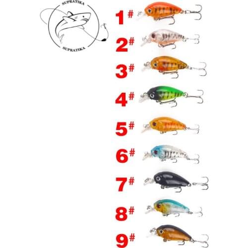9Pcs/lot Lifelike Crank Minnow Lures Fishing Hard Bait 4.5cm/3.5g Artificial Plastic Lures With 2 6# Hooks For Ocean Pesca