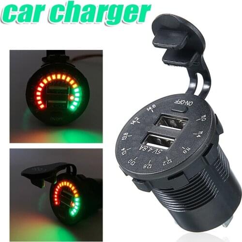 New Arrival Dual USB Car Charger Socket 12V 4.8A Fast Charge Power Outlet LED Voltmeter Widely Used For Phones Tablets GPS