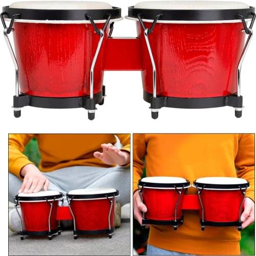 Finest Wooden Mini Bongo Drums, Wooden Goatskin Clear Sound, Essential Drum for