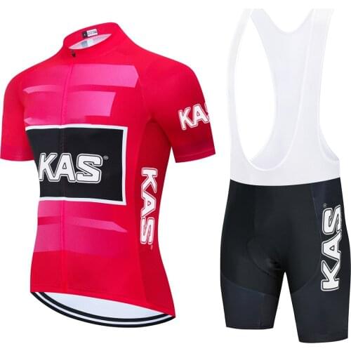 Team KAS Cycling Bicycle Jersey Set Spain Cycling Bib Pants 2021 New Short Sleeve Anti-UV Breathable MTB Mountain Bike Shirts