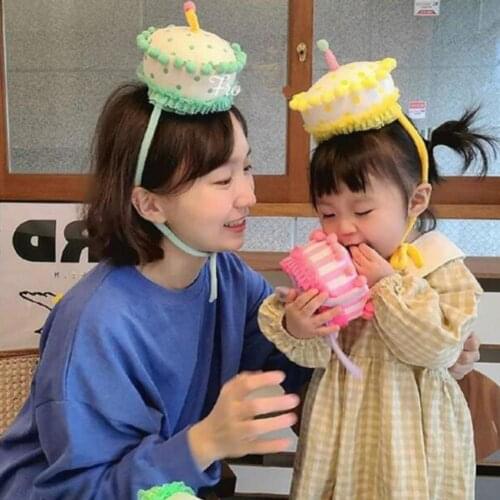 Cute Lovely Headband Cake Design Multi-color Comfortable Elastic Birthday Headband for Home Party Festival Decor Accessories