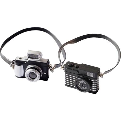 Miniature Camera Black with Lanyard SLR Dollhouse BJD Dolls Accessories