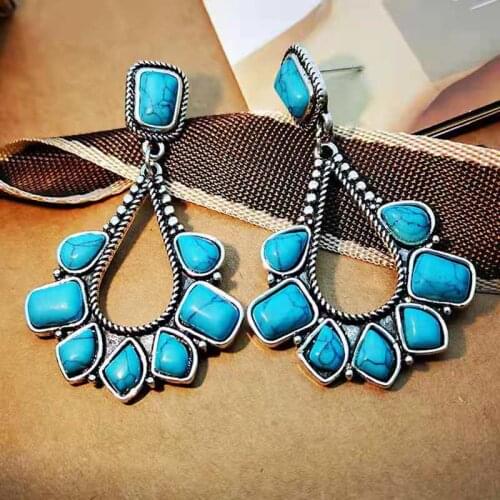 Fashion Personality Earrings Bohemia Creative Water Drop Exaggerated S Four-Color Stone Earrings 2021 Fashion Trend Nnew Gifts