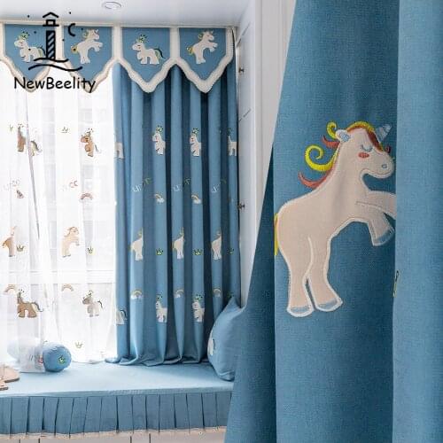 Cartoon Curtains for Living Room Factory Direct Sales New Cute Boy and Girl Childrens Bedroom Chefney Embroidered Customization