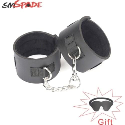 SMSPADE Black Sex Toys Cuffs Handcuffs Bondage Ankle Cuffs Bondage Slave Sex Toys for Couple BDSM Sex Products
