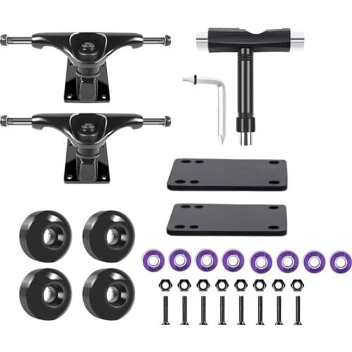 NEW-5Inch Skateboard Truck Wheel Set-52mm Soft Skateboards Wheels Bearing,Skateboard Parts,Skate Board Tool,Pads