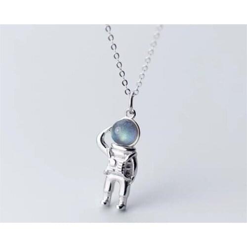 New Fashion Creative Astronaut 925 Sterling Silver Jewelry Sweet Temperament Popular Clavicle Chain Pendant Necklaces N134