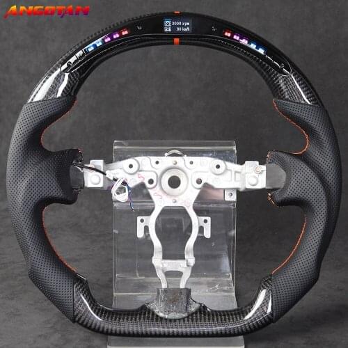 LED Perforated Leather Carbon Fiber Steering Wheel Fit For Nissan 370Z
