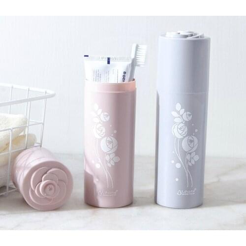 Country Style Portable Round Toothbrush Storage Box Case Student Travel Toothbrush Toothpaste Storage Box Bathroom Accessories