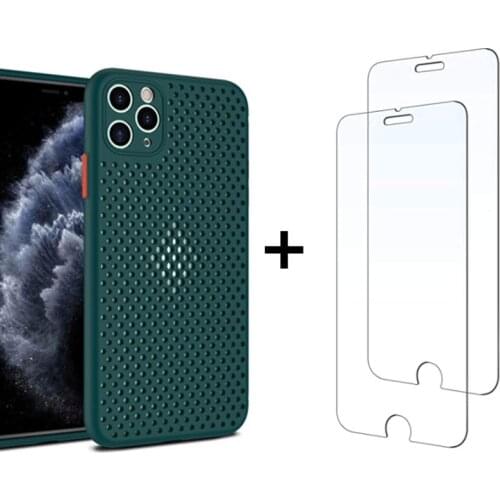 Screen Protector Soft Heat Dissipation Hollow Breathable Case For iPhone SE 2020 7 8 11 XS XR X 12 Pro Max Silicone Back Cover