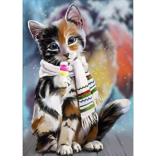 Animal Cat DIY Embroidery Cross Stitch 11CT Kits Craft Needlework Set Cotton Thread Printed Canvas Home Decoration Hot Sell