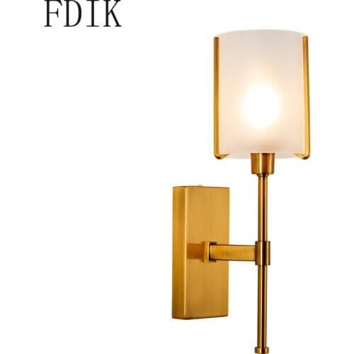 Nordic Glass Wall Lamp Modern Gold Metal Sconce Light Fixtures Living Room Stairs bedroom Lamps Bathroom Lights Industrial Decor