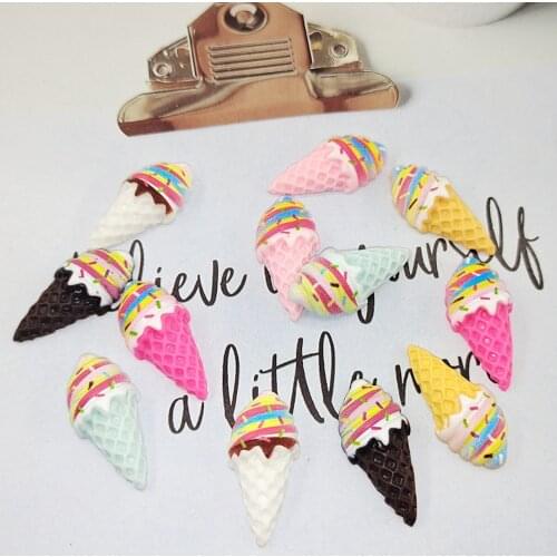50Pcs Resin Gems Ice Cream Nail 3D Charms Manicure Sweet Summer Series DIY Craft For Nail Art Decoration Uv Gel Polish Tips