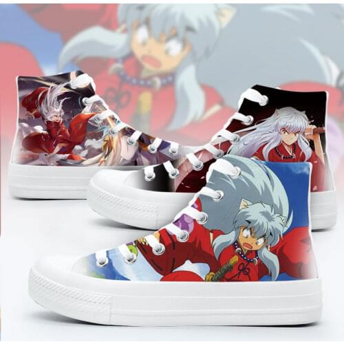 Unisex Anime Inuyasha Higurashi Kagome Casual Flat Canvas Shoes Preppy Leisure plimsolls duck shoes Sneakers