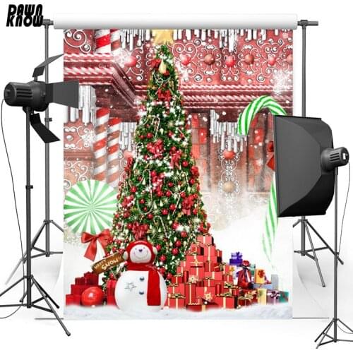DAWNKNOW Christmas Tree Vinyl Photography Background For Newborn Snowman Photo Shoot Backdrop For Christmas Photo Studio L899