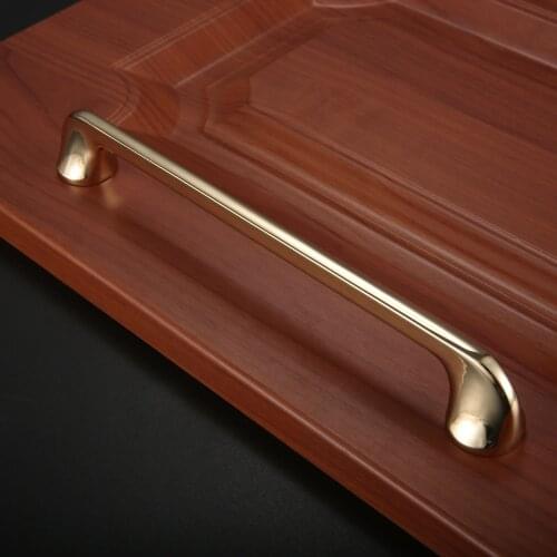 1Pc 192mm/256mm Bright Gold Cabinet Handles Kitchen Cabinet Door Handle Gold Long Cabinet Drawer Cabinet Handle Furniture