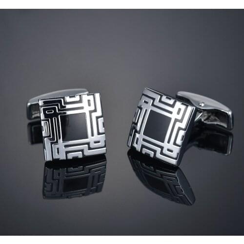 1 Pair Metal Alloy Cufflink Square Cufflinks Black Cuff Button Vintage Jewelry Accessories Cuff Links For Men Luxry Fashion 2021