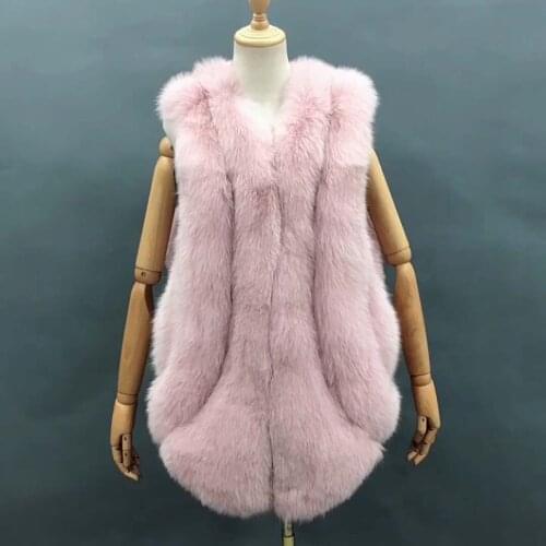 Winter Water Drop Fox Vest High Quality Womens Authentic Fox Fur Jacket Natural Fur Fashion Sleeveles Coat
