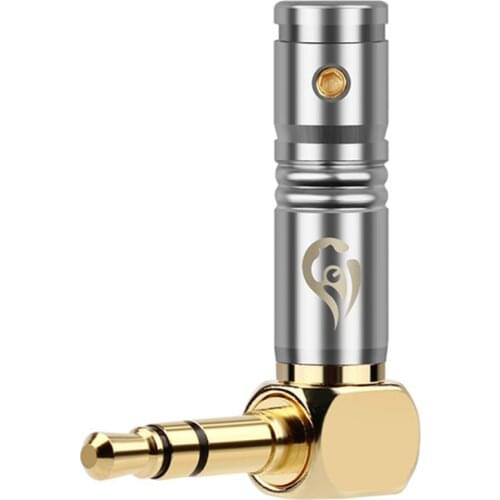 1pc Jack 3.5mm Right Angle Earphone Plug 3 Poles Gold Plated Wire Connector for 4mm Headphone Cable DIY 25mmx30.2mm Black Silver