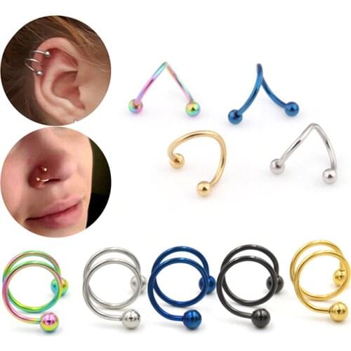 1Pcs Medical steel Screw Ball Piercing S Spiral Twister Barbell Earring Ear Cartilage Helix Lip Nose Rings ear cuff chain Pierce