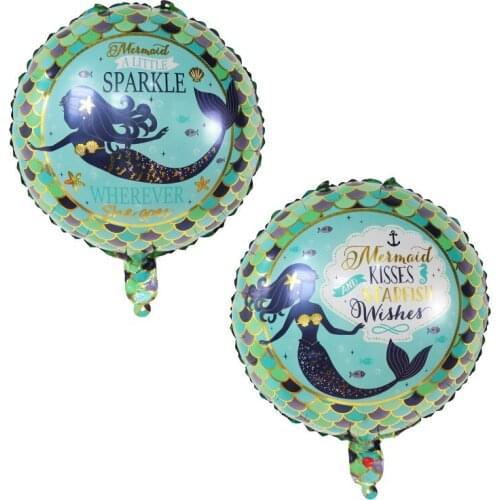 10pcs 18inch Double Side Mermaid Foil Balloons Baby Shower Happy Birthday Party Decorations Helium Air Globos Kids Toys Gifts