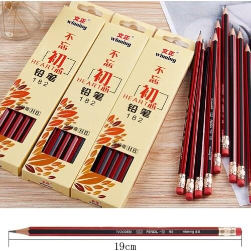 12 Pcs/Box Quality HB Pencil Plus Eraser Creative School Writing Tools Writing Professional Sketch Pencil