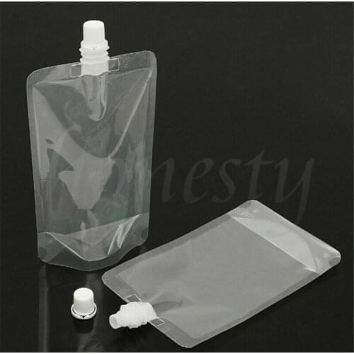 1X 100ML～250ML Clear Spout Bags Stand Up Bag Liquid Bag Flask Pouch With Cap