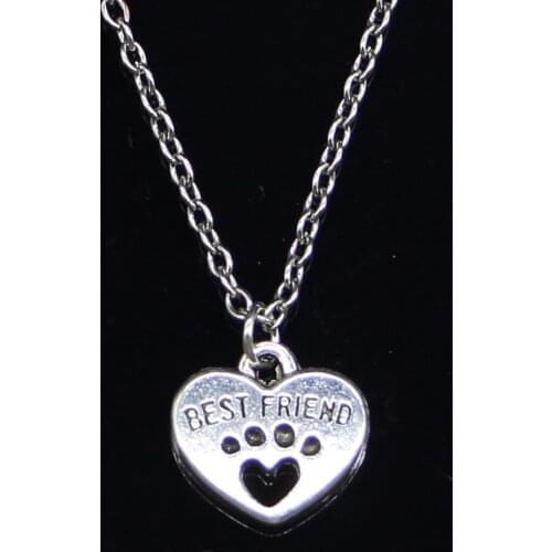 20pcs New Fashion Necklace 14x15mm heart best friend Pendants Short Long Women Men Colar Gift Jewelry Choker